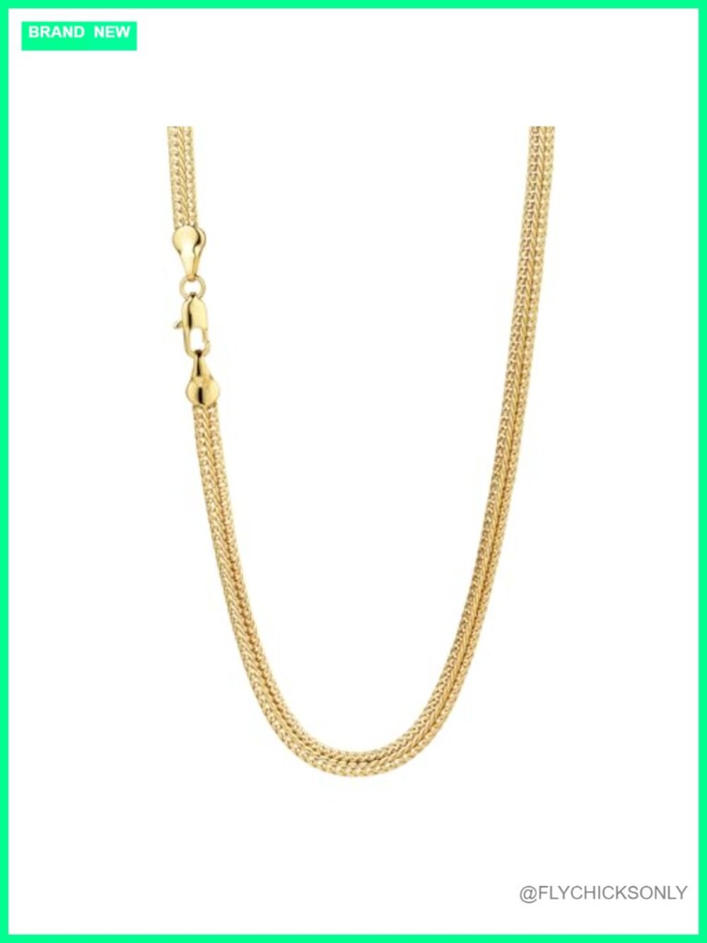 14K Gold Woven Herringbone Chain Necklace for Women & Men 4MM